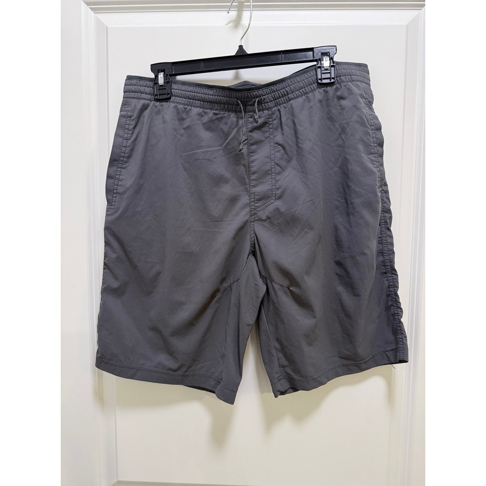 Kuhl Mens Gray Athletic Outdoor Shorts Elastic Waist Drawstring Mesh Lined L